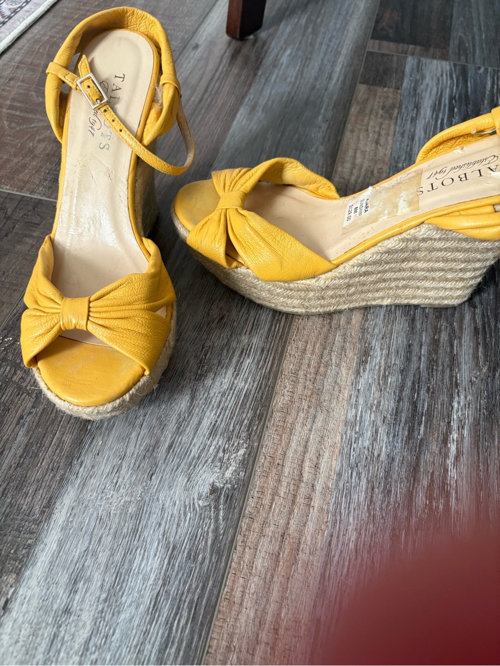 Talbots Yellow Bow Espadrille Wedge Sandals - Picture 4 of 6